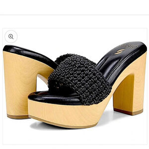 Franco Sarto Wendy Crochet Woven Leather Platform Heels Clogs NEW NWT​